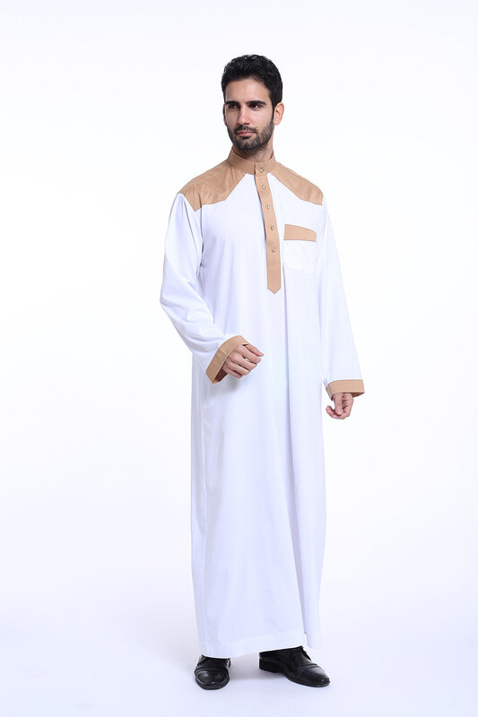 Saudi arabische Männer Jubba Thobe muslimische Langarm Robe Thoub Eid Ramadan Dishdasha traditionelle Kleidung islamisches Gebet Abaya Kleid
