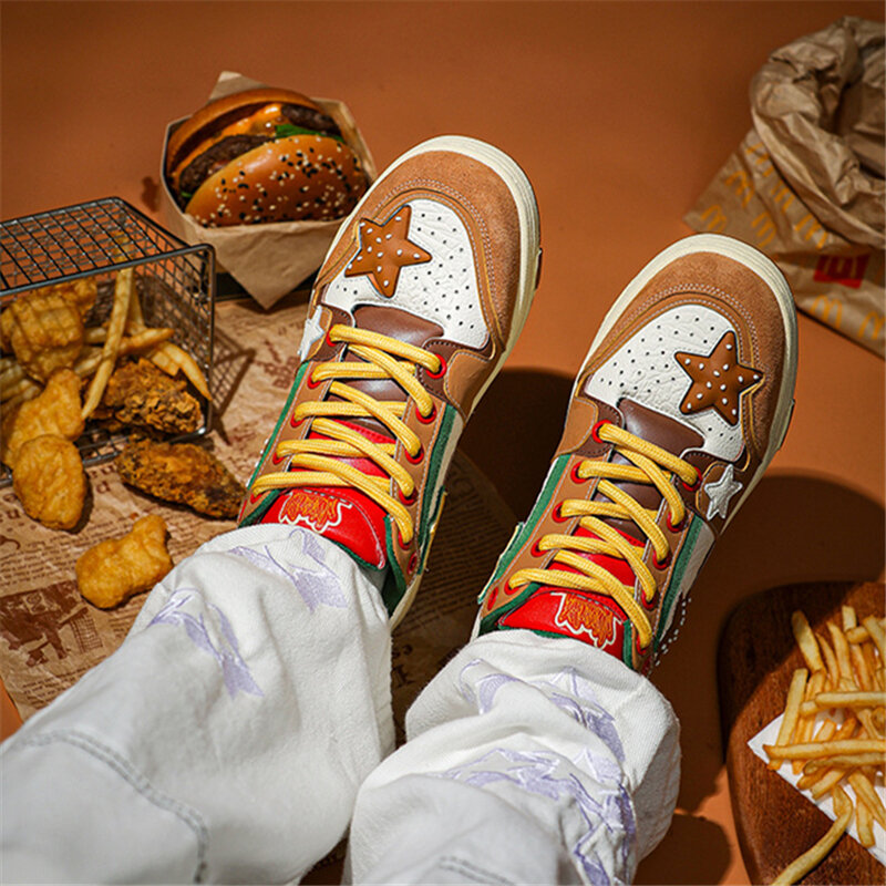 Zapatillas deportivas de punta redonda para hombre y mujer, zapatos de tacón grueso, suela gruesa, diseño de Skateboard, colores mezclados