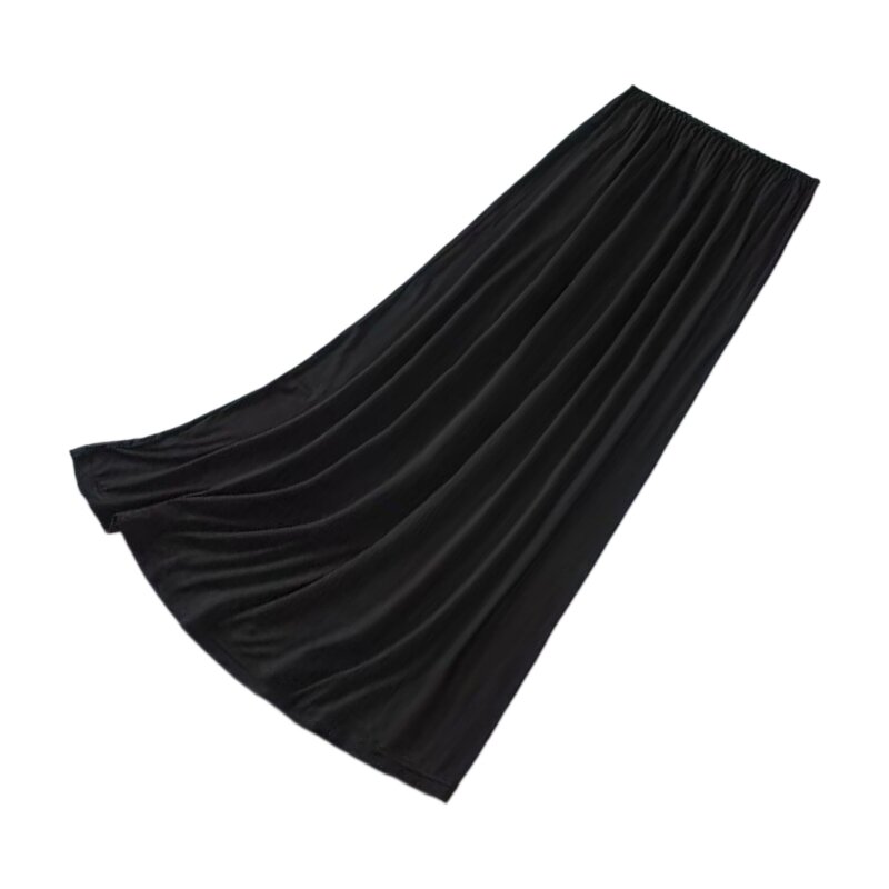 Womens Half Slip Long Underskirt Elastic Waist Basic Solid Color Petticoat Skirt Drop Shipping