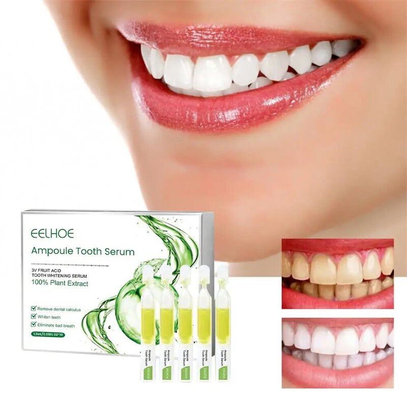 Frutas ácidas dentes branqueamento essência, creme dental descartável, remove manchas, limpeza profunda, respiração fresca, 3V