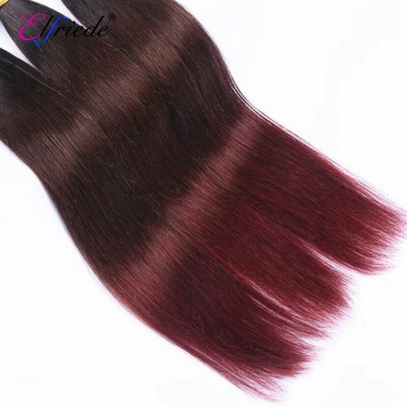 Weave brasileiro do cabelo natural com fechamento, cor reta do ombre t1b/4/99j, com fechamento do laço, 3 4x4