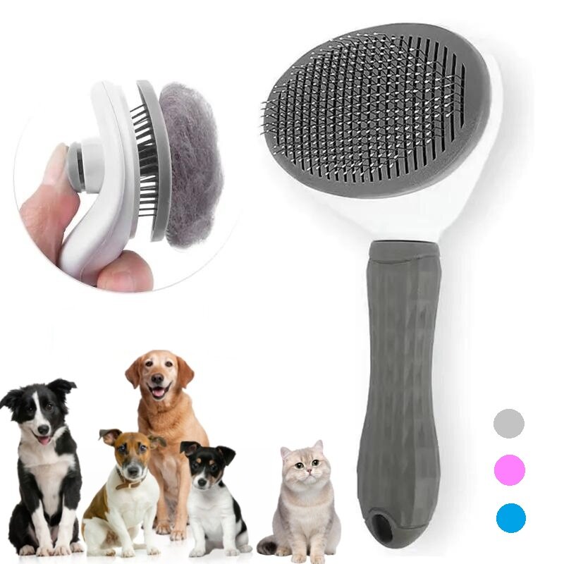 Auto-limpeza Pet Hair Remover Comb, Cat Slicker Brush, Grooming Acessórios, Dog Combs