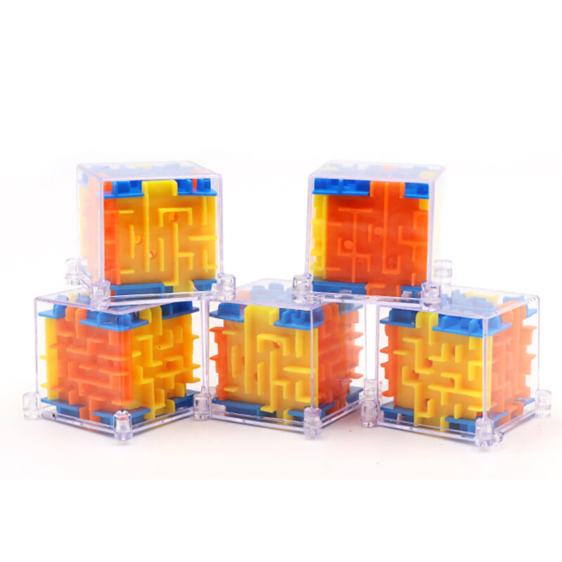 창의적인 미니 6 면 미로 매직 큐브 3D 입체 회전 미로 공, 어린이 퍼즐, 지능형 장난감 선물, 1 PC, 3PC