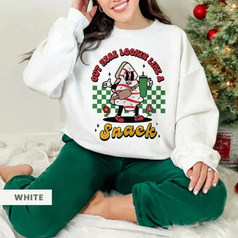 Забавный Рождественский свитшот, похожий на снэк, пуловер с изображением торта, рубашка, маленькая Дебби, Рождественская елка, торт, зимняя одежда