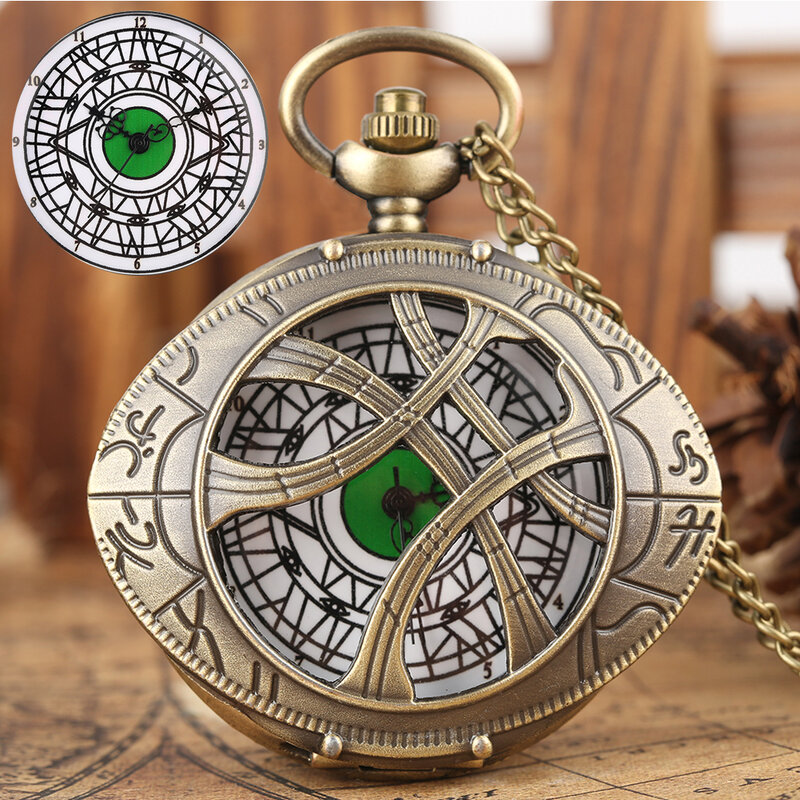 Eye-รูปกลวงจี้นาฬิกาควอตซ์พ็อกเก็ตนาฬิกา Retro Retro ของที่ระลึกสร้อยคอ Fob Chain Antique นาฬิกาของขวัญ