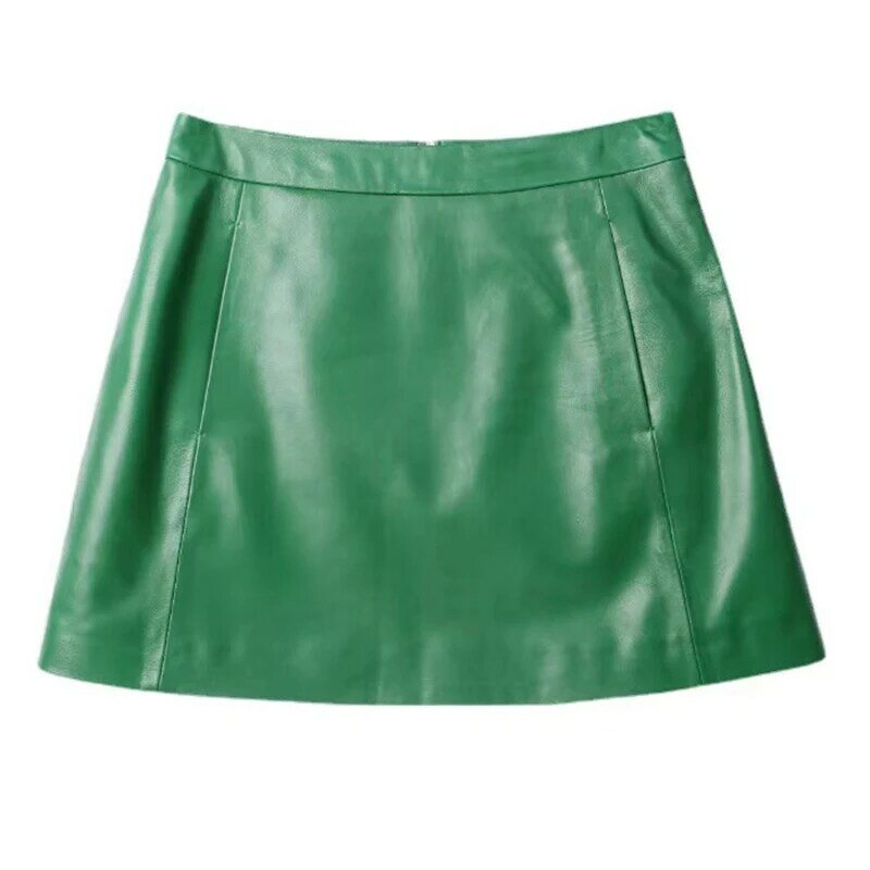Sheepskin Leather Skirt Women 2024 Fashion New High Waist Skirt Spring Autumn Slim Mini Skirt Genuine Leather Shorts Boots Y2k