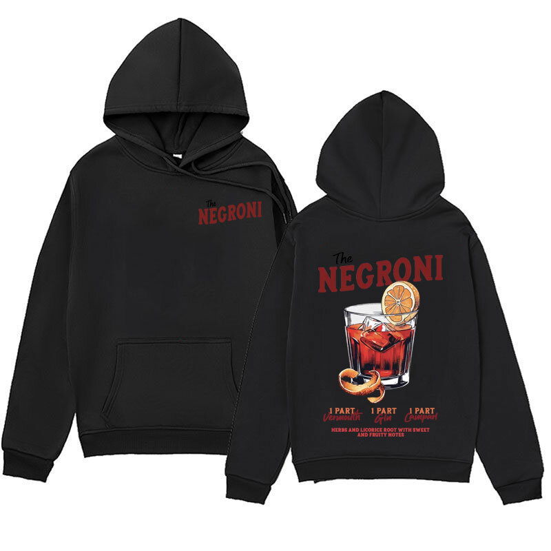 De Negroni Unisex Hoodies Grappige Cocktail Thema Meme Hoodie Heren Vintage Lange Mouw Esthetische Y 2K Sweatshirt Streetwear