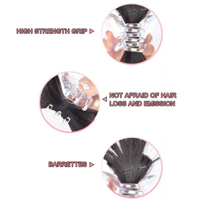 Farfalla capelli artiglio parrucca Clip panino sintetico estensione dei capelli finti panini lisci con artiglio Updo testa a sfera parrucca parrucchino per donna