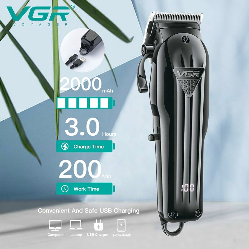 VGR mesin cukur rambut profesional, mesin pencukur rambut tanpa kabel dapat diisi ulang V 282