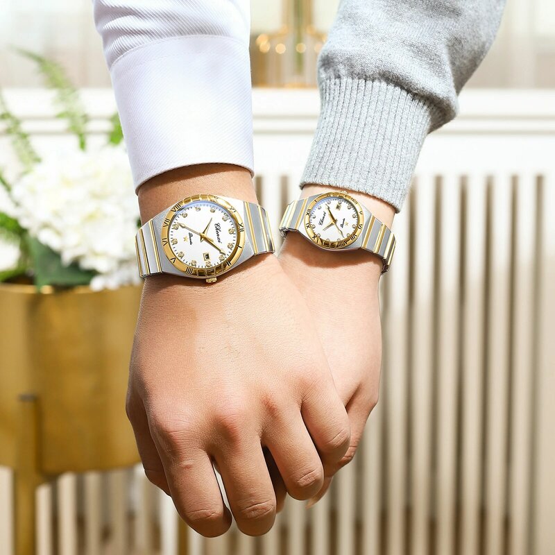 CHENXI-reloj de cuarzo de lujo para pareja, pulsera de acero inoxidable dorado para mujer, de alta calidad, informal, resistente al agua, regalo para esposa