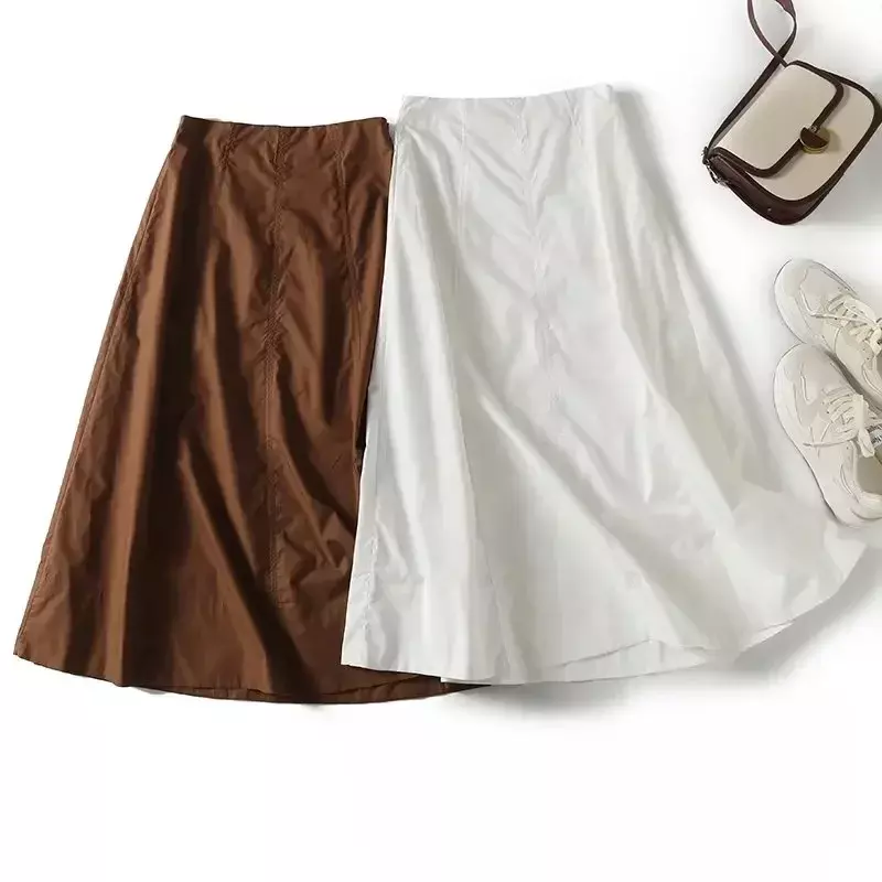 Falda de línea a con cremallera Retro para mujer, ropa de ocio de dos colores, nueva moda elegante, otoño de 2023