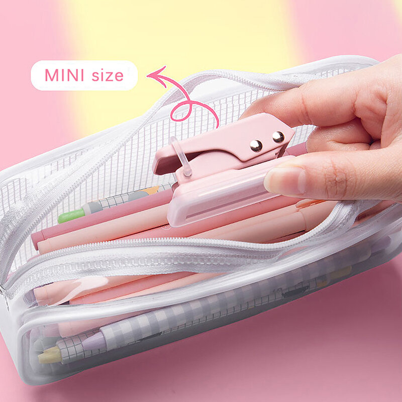 Single Ring Mini Hole Punch Cute Solid Color Paper Punch Portable Round Hole Puncher Office School Binding Supplies Stationery