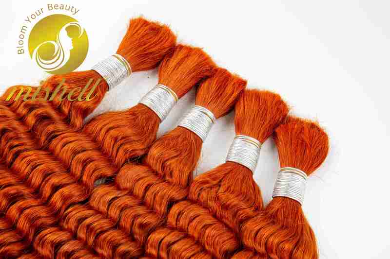 Ginger Orange 26 28 Inch Human Hair For Braiding Deep Wave Bulk No Weft 100% Virgin Hair Human Braiding Hair For Boho Braids