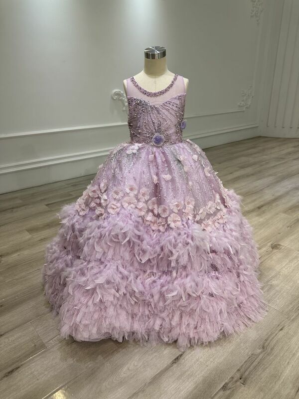 Sukienka dla dzieci fioletowa uroczy kwiat księżniczka