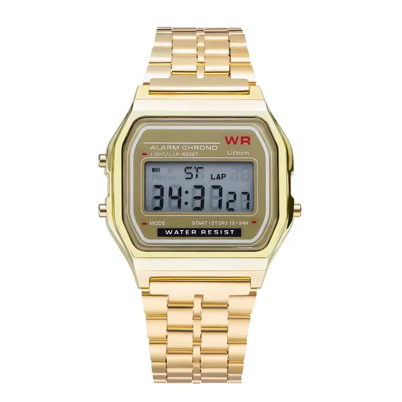 Retro kwadratowe zegarki elektroniczne cyfrowy wyświetlacz kobiety mężczyźni zegarek różowe złoto srebro luksusowe zegarki damskie Relojes Para Mujer