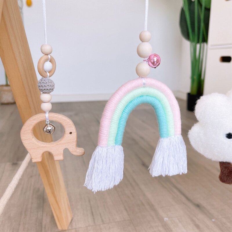 Y1UB 6 unids/set juguete mordedor para bebé estante madera colgante decoración para habitación niños regalos