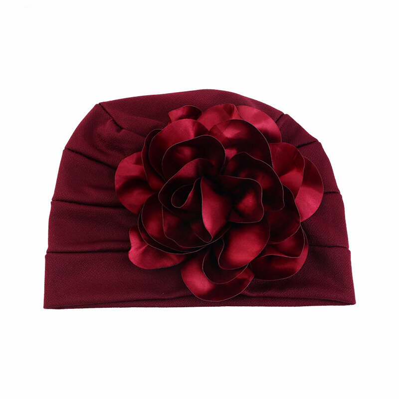Women New Style Beautiful Flower Turban Elastic Cloth Head Cap Hat Muslim Head Wrap Scarf Cap Ladies Bandanas Hair Accessories