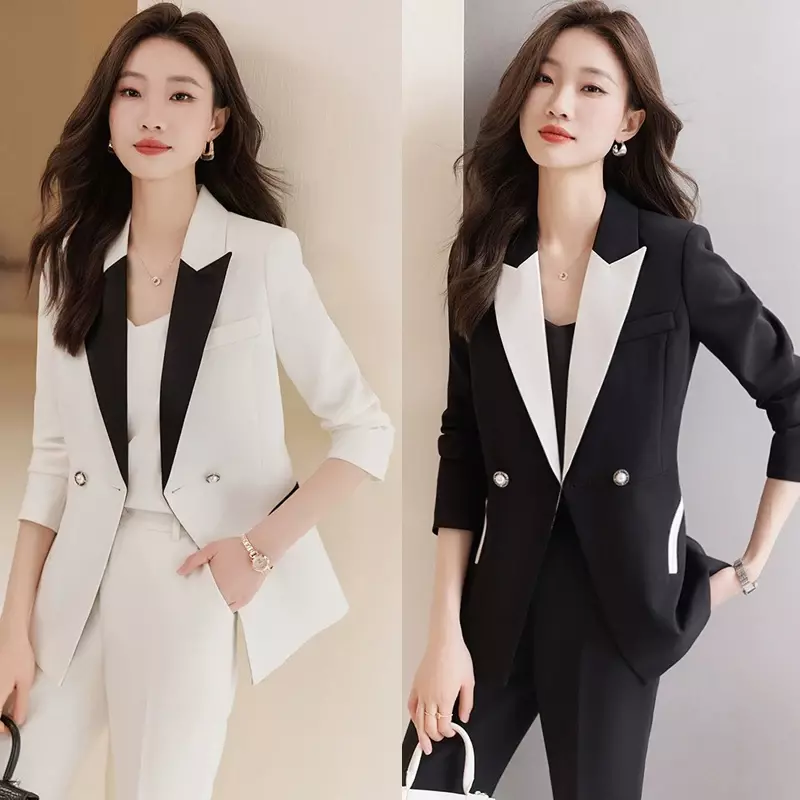 Ensemble de veste mi-longue pour femme, édition coréenne, mode décontractée, élégant, haut de gamme, luxe, affaires formelles, printemps et automne