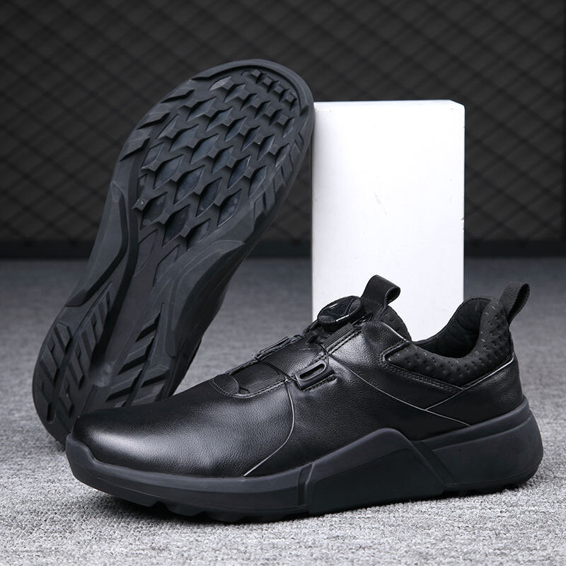 Zapatos de Golf profesionales para hombre y mujer, zapatillas de gimnasio con cordones rápidos, de cuero genuino, para entrenamiento de Golf