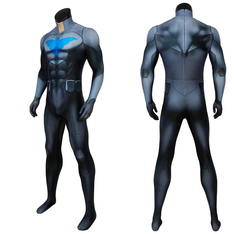 Nightwing's Son Halloween Role Playing Superhero Nightwing Cosplay Costume Zentail Tight Fitting Jumpsuit Mask