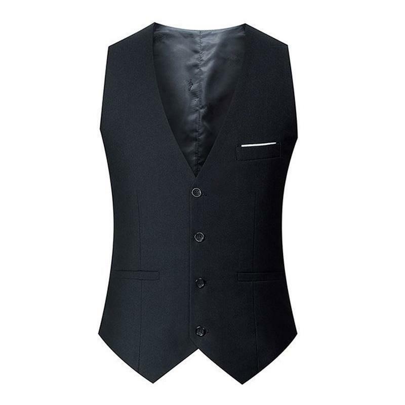 Slim Fit Pak Vesten Voor Mannen Zwart Grijs Marineblauw Business Casual Mannelijke Vest Single Breasted Gilet Homme Formele Jas