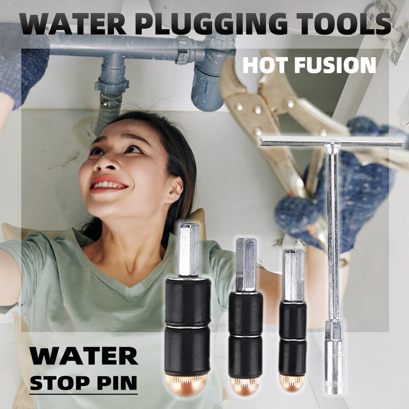 Hot-melt Water Stop Pin Kitchen Bathroom Repair Plumbing Tool Hot Melt Stopper Accessories Water Pipe Repair with Rubber Cover