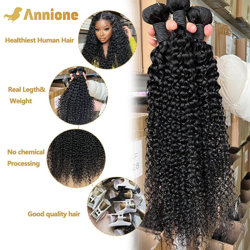 Brazilian Curly Wave Bundles, extensões de cabelo Remy, cor preta natural, 1B, 100% cabelo humano, 26 em