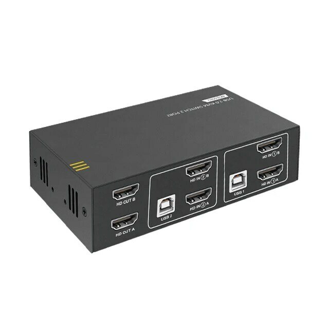 USB2.0 المزدوج رصد مفتاح ماكينة افتراضية معتمدة على النواة HDMI 2 ميناء 4K 2 قطعة 2 رصد التبديل HDMI 2.0 HDCP2.2 مع 4 كابلات HDMI و 2 كابلات USB