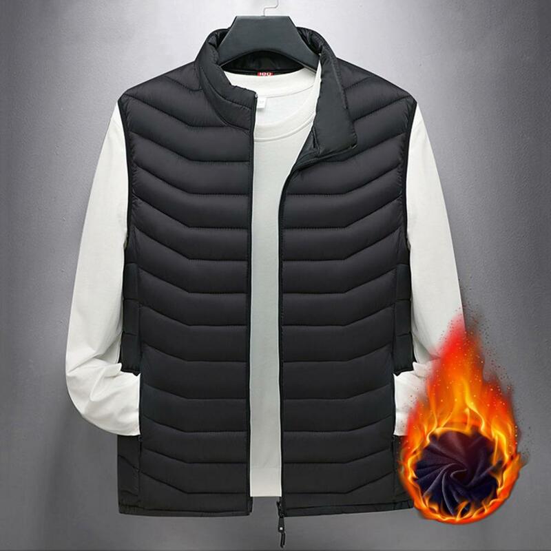 Soft Men Thermal Vest Stylish Men's Winter Vest Warm Windproof Sleeveless Coat with Zipper Pockets Plus Size Casual for Autumn