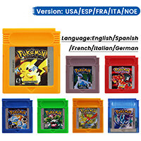 Consola de videojuegos de 16 bits, tarjeta de cartucho de juego GBC, serie Pokemon, azul, cristal, dorado, verde, rojo, plata, amarillo, con varios idiomas