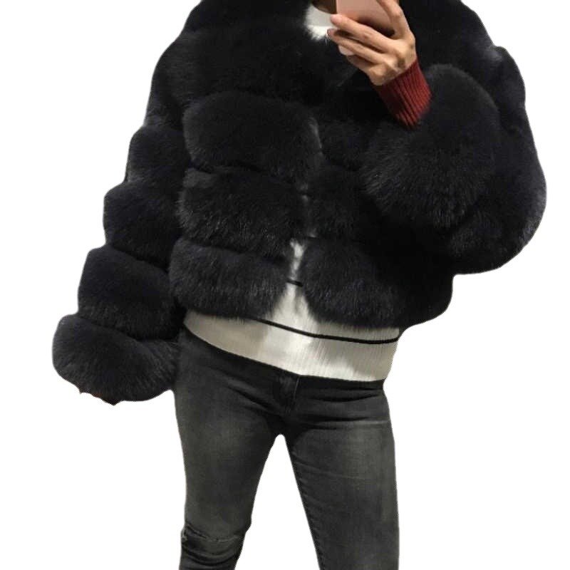 女性のフェイクフォックスファーコート,短い,厚くて暖かい,カジュアルなヴィンテージジャケット,特大の服,秋冬,2021