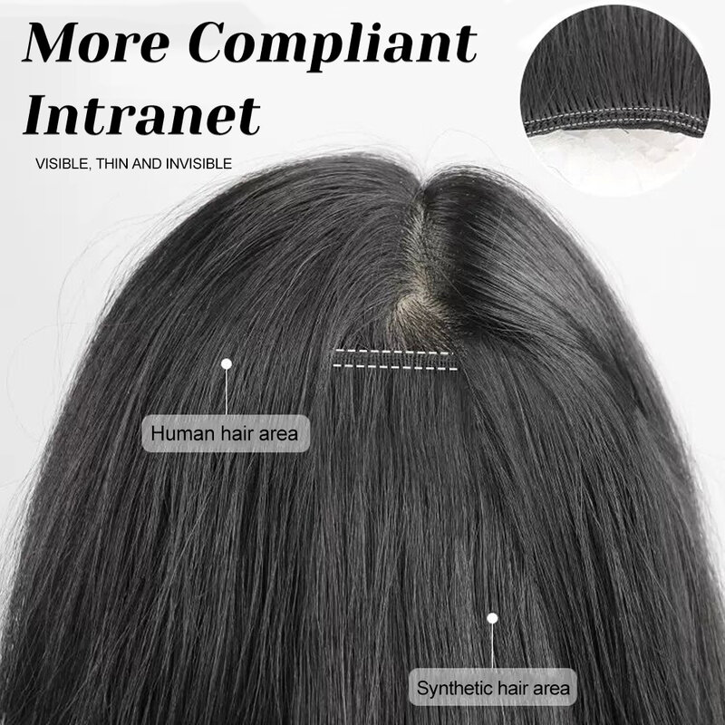 Alxnan Haar synthetische gewellte 3 teile/satz Haar verlängerungen hoch beständige Temperatur Faser schwarz braun Haarteil