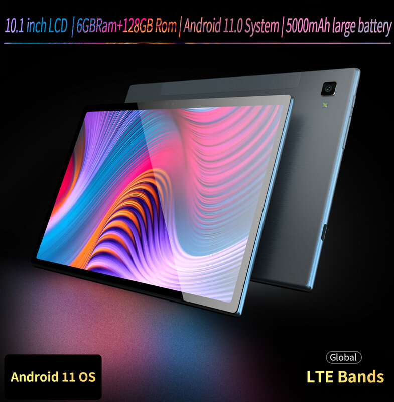 BDF-Tableta G10 MTK de 10,1 pulgadas, 1280x800 IPS, Android 11, 6GB de RAM, 128GB de ROM, 4G LTE, 6000mAh, 18W, PD, carga rápida, GPS
