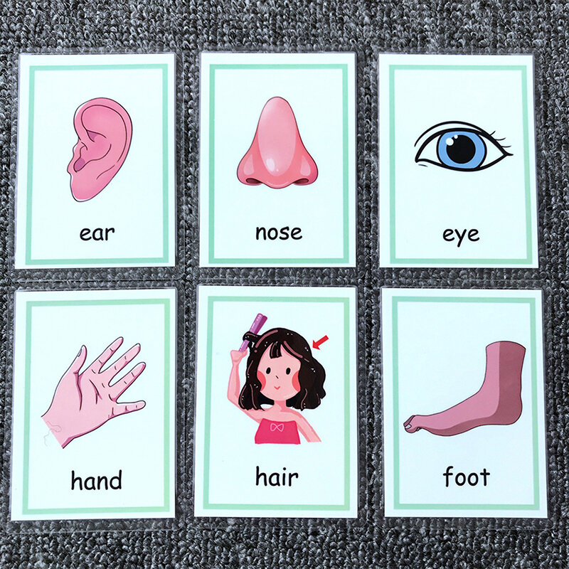 12 szt. Karty poznawcze Montessori kreskówka emocja fiszki angielskie ćwiczenie pamięci karty do gry