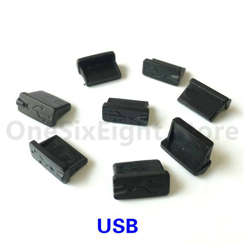 مكافحة الغبار سدادة الإناث USB HDMI VGA حامي المقابس غطاء مطاطي أسود حالة الكمبيوتر