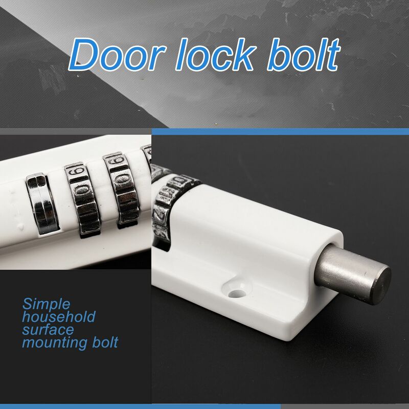 Horizontal Porta Bolt Lock, Deslizando Código de Combinação, Pode ser Reset para Portão, Armário de Garagem, Branco