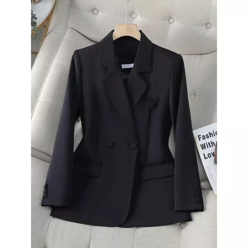 Chaqueta lisa de manga larga para mujer, abrigo de color albaricoque, negro y marrón, ropa de trabajo de negocios, moda de otoño e invierno