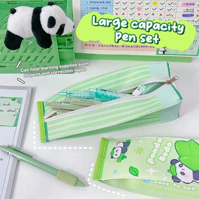 Simpatico sacchetto per penna Panda astuccio per matite in cartone di latte custodia per cosmetici in PU contenitore per rossetto contenitore per cancelleria