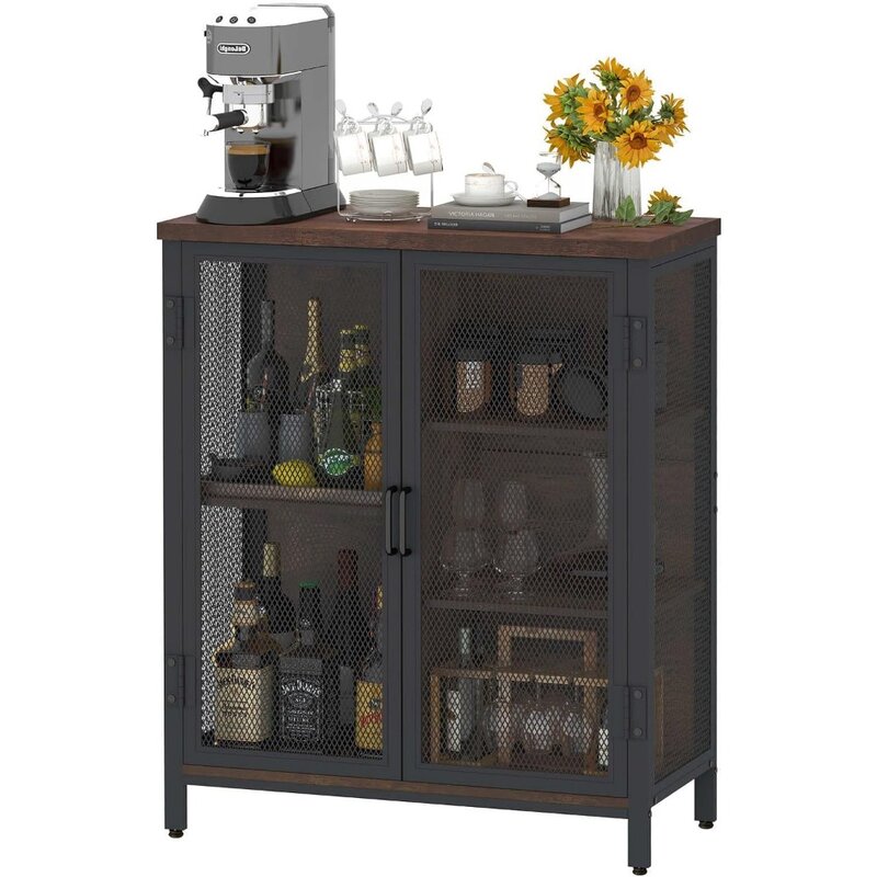 Небольшой кофейный барный шкаф для ликера, винного холодильника, деревенский промышленный шкафчик с отделкой, с мебелью для хранения