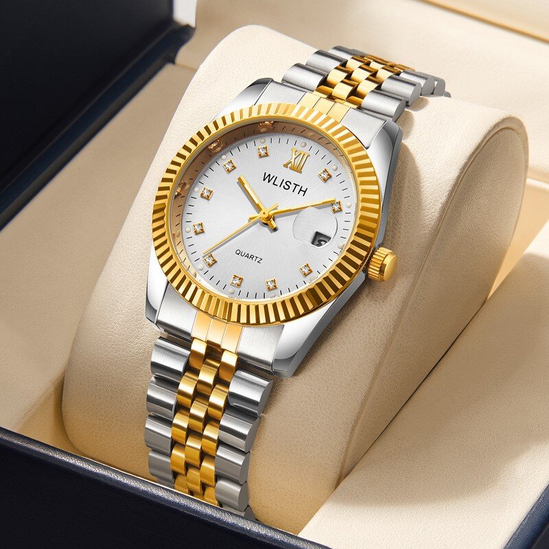 Zegarek dla pary zegarek damski wodoodporny zegarek kwarcowy Trend moda wysokiej klasy zegarek męski metalowy zegarek pasek stalowy