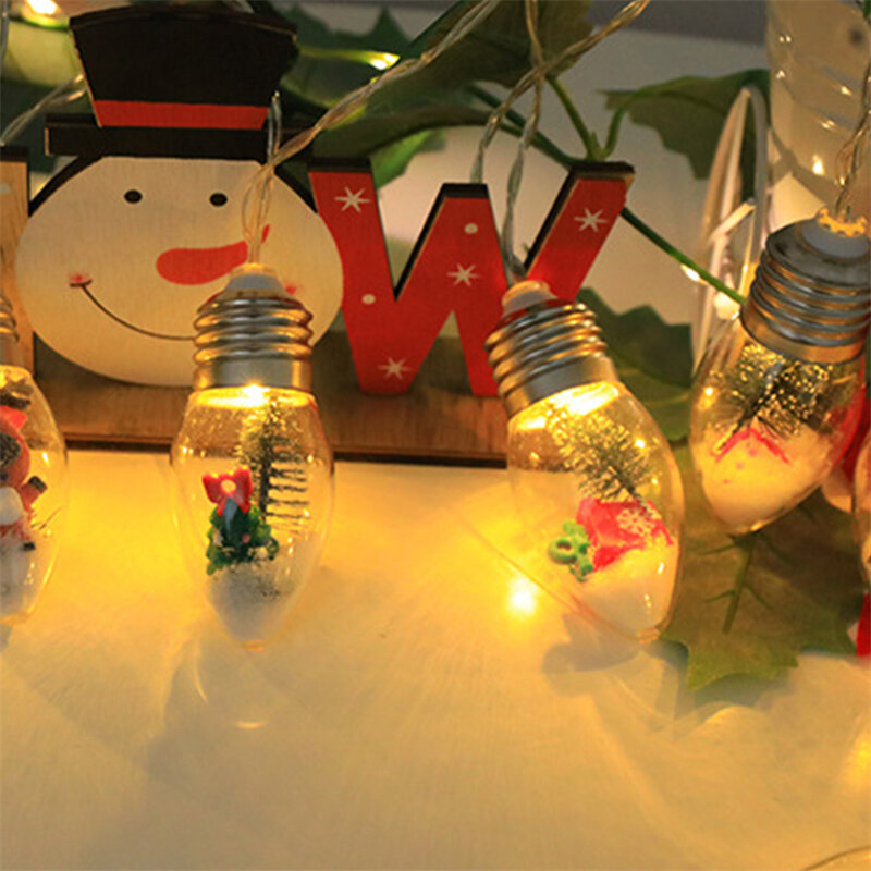 Christmas String Lights Santa Claus Bulb Light Battery Powered Festoon Curtain Light Christmas Wedding Decoration Lamp