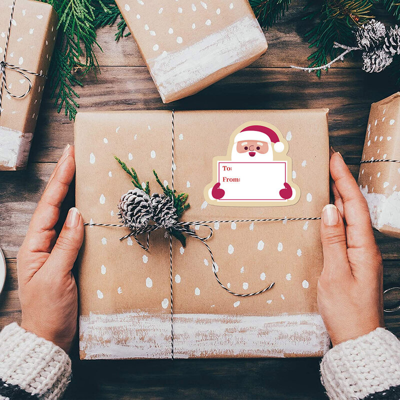 26/65 Buah Selamat Natal Santa Claus Pohon Natal Topi Stiker Label untuk Kotak Hadiah Dekoratif Paket Pembungkus Bisnis