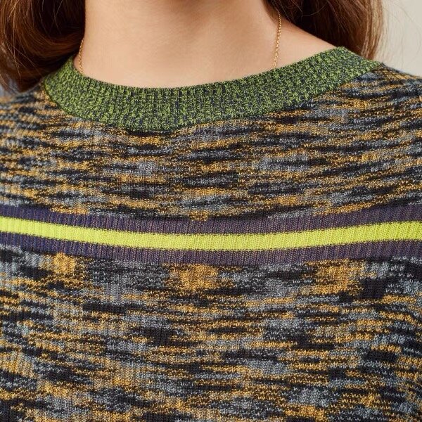 Pesanan asli perdagangan asing dari Spanyol produk baru sweater wanita leher bulat slim fit kasual sweater rajut