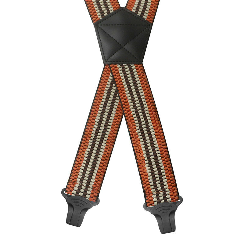 Tirantes de alta resistencia para exteriores para hombre, 3,7 cm de ancho, espalda en X con 4 Cierres de pinza de plástico, pantalones elásticos ajustables