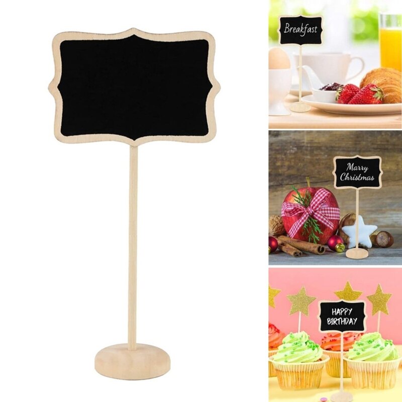 20 Pcs Mini Chalkboard Signs with Stand Desktop Chalkboard Small Wooden Chalkboard for Wedding Parties Event Decoration