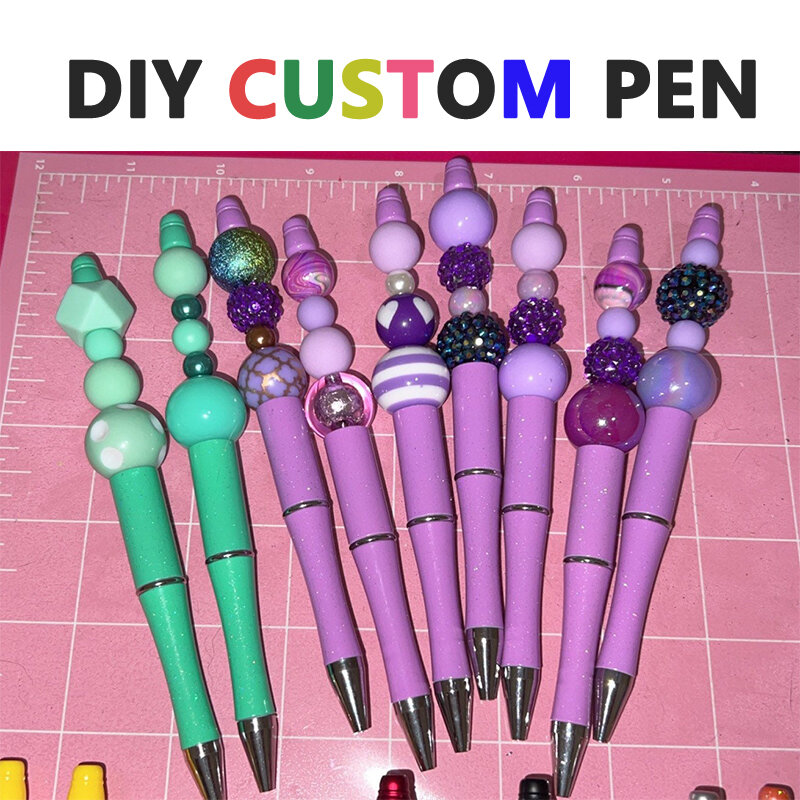 Pack 20 Plastic Gel Pen Beadable Pennen Balpen In Galvaniseren Gradiënt Kleur Kraal Balpennen Plastic Diy Kralen Pennen