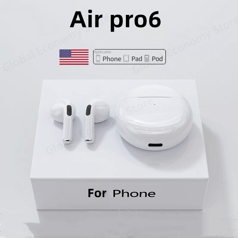 Air Pro6 Tws Smart Touch Control słuchawki bezprzewodowe słuchawki Bluetooth 5.2 sportowe słuchawki douszne muzyczny zestaw słuchawkowy dla wszystkich smartfonów