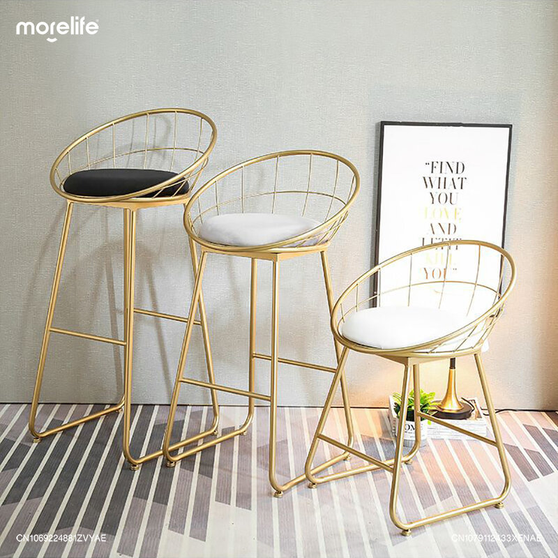 Круговое Золотое барное кресло, металлический высокий стул с открытой спиной, обеденные стулья, барные стулья, барная мебель