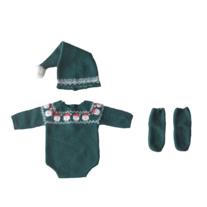 Accessoires photographie parfaits pour nouveau-nés, barboteuse pour bébé avec chapeau chaussettes, tenues en tricot pour