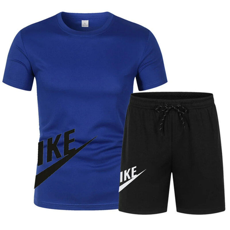 Traje deportivo de verano para hombre, camiseta informal con estampado 3d y pantalones cortos, ropa transpirable de secado rápido para correr, 2 piezas